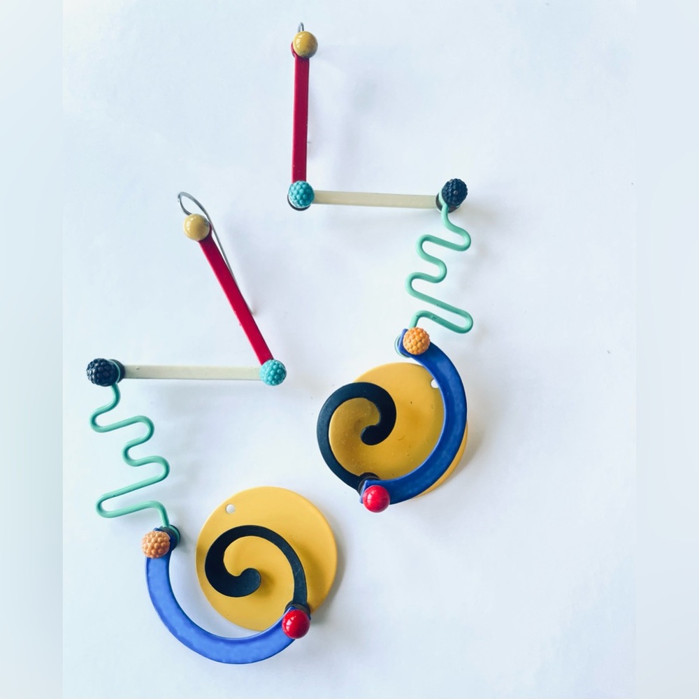 Vintage 80s Eve Kaplin Memphis Style Kinetic Earrings